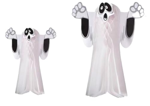 DETPWVWB 3D Ghost Hanging Ornamente – Terrifying Paper Honeycomb Decorations für Halloween Partys, Bars und Haunted Houses (Small Größe) von DETPWVWB