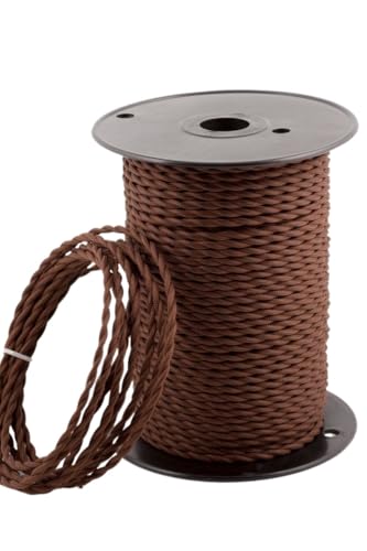 DETPWVWB Geflochtener Draht, geflochtenes Kabel, 10 Meter 3-adriges, verdrilltes, braunes, geflochtenes Kabel, Flexibler Vintage-Stoff, Beleuchtungsdraht, Kabel DETPWVWB Geflochtener Draht, geflochtenes Kabel, 10 Meter 3-adriges, verdrilltes, braunes, geflochtenes Kabel, Flexibler Vintage-Stoff, Beleuchtungsdraht, Kabel von DETPWVWB