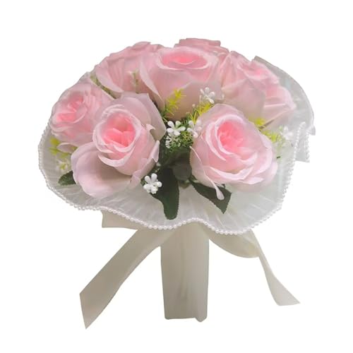 DETPWVWB Künstlicher Rosenstrauß for Hochzeiten im Freien im nordischen Stil – Elegante Blumen for Halten als Dekoration for Braut und Veranstaltungen(Pink) von DETPWVWB