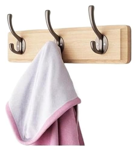 DETPWVWB Wandmontierter Kleiderhaken, Aufhängehaken, Einfache Garderobe Wandbehang Haken Regal Holz Edelstahl Tür Rückseite(Solid wood) von DETPWVWB