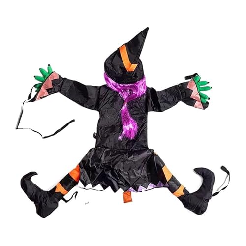 Kletterhexe mit Halloweenbäumen – Outdoor-Dekoration für Themenparks und Halloween-Partys (Violett) von DETPWVWB