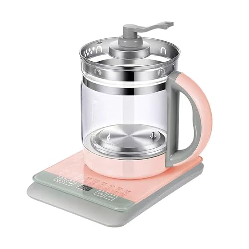 Multifunktionaler Wasserkocher aus Borosilikatglas mit hoher Dichte - vollautomatisches Haushaltsgerät zum Dampfgaren und bei langsamer Hitze (Grayish Pink) von DETPWVWB
