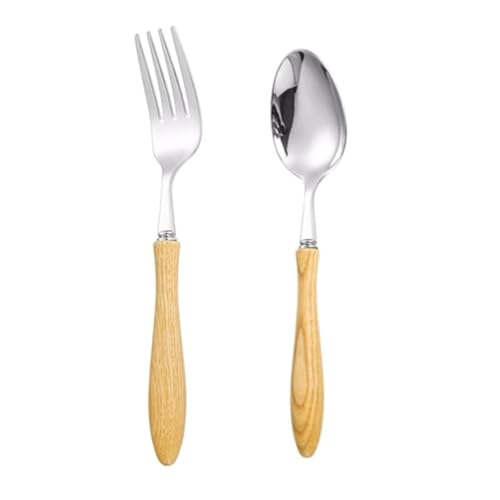 Reisebesteck-Set, Edelstahlmesser, Löffel und Gabe Besteckset mit Holzgriff Wiederverwendbares Besteck(Forks Spoons) von DETPWVWB