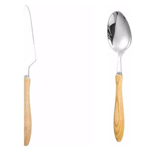Reisebesteck-Set, Edelstahlmesser, Löffel und Gabe Besteckset mit Holzgriff Wiederverwendbares Besteck(Knives Spoons) von DETPWVWB