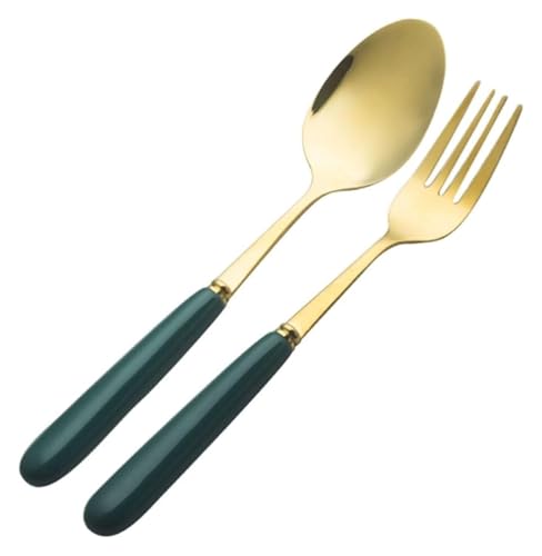 Reisebesteck-Set, Edelstahlmesser, Löffel und Gabe Besteckset mit Keramikgriff, hochglanzpoliert, Tafelgabel(Forks Spoons) von DETPWVWB