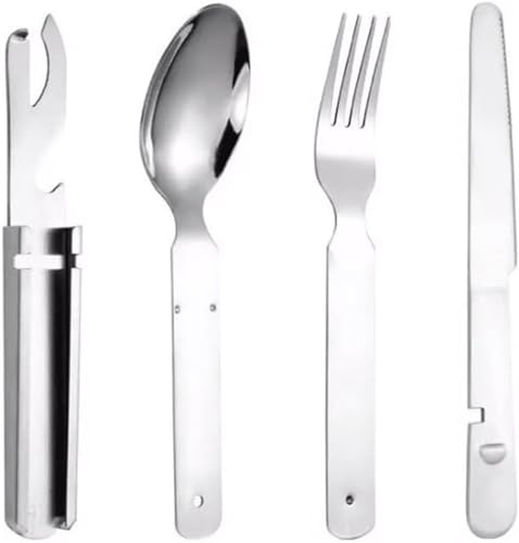 Reisebesteck-Set, Edelstahlmesser, Löffel und Gabe Edelstahl Messer Gabel Löffel 4 Pcs Abendessen Gabeln Mit Flaschenöffner Besteck Set Abnehmbare Geschirr Reisebesteck-Set, Edelstahlmesser, Löffel und Gabe Edelstahl Messer Gabel Löffel 4 Pcs Abendessen Gabeln Mit Flaschenöffner Besteck Set Abnehmbare Geschirr von DETPWVWB