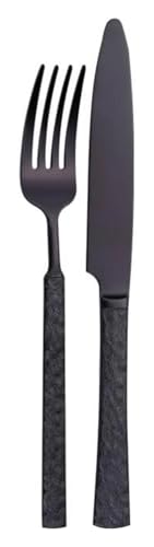 Reisebesteck-Set, Edelstahlmesser, Löffel und Gabe Geprägtes Besteckset Besteckset aus Edelstahl Hochglanzpoliertes Besteck(Black,2 Pack) von DETPWVWB