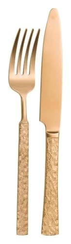 Reisebesteck-Set, Edelstahlmesser, Löffel und Gabe Geprägtes Besteckset Besteckset aus Edelstahl Hochglanzpoliertes Besteck(Gold,2 Pack) von DETPWVWB