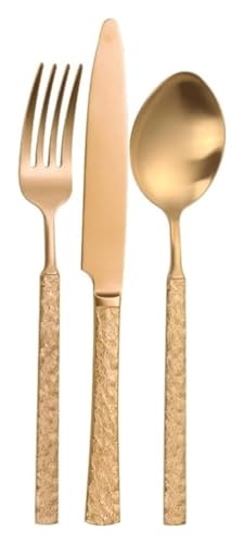 Reisebesteck-Set, Edelstahlmesser, Löffel und Gabe Geprägtes Besteckset Besteckset aus Edelstahl Hochglanzpoliertes Besteck(Gold,3 Pack) von DETPWVWB