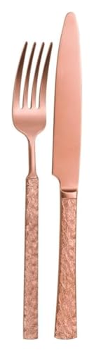 Reisebesteck-Set, Edelstahlmesser, Löffel und Gabe Geprägtes Besteckset Besteckset aus Edelstahl Hochglanzpoliertes Besteck(Rose Gold,2 Pack) von DETPWVWB