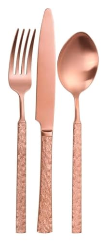 Reisebesteck-Set, Edelstahlmesser, Löffel und Gabe Geprägtes Besteckset Besteckset aus Edelstahl Hochglanzpoliertes Besteck(Rose Gold,3 Pack) von DETPWVWB