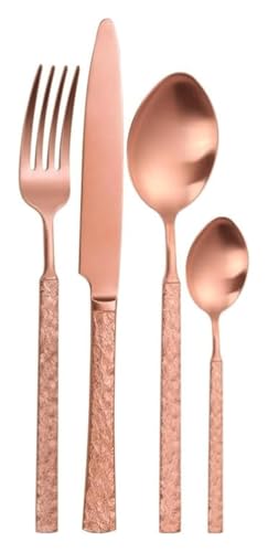 Reisebesteck-Set, Edelstahlmesser, Löffel und Gabe Geprägtes Besteckset Besteckset aus Edelstahl Hochglanzpoliertes Besteck(Rose Gold,4 Pack) von DETPWVWB