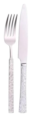 Reisebesteck-Set, Edelstahlmesser, Löffel und Gabe Geprägtes Besteckset Besteckset aus Edelstahl Hochglanzpoliertes Besteck(Silver,2 Pack) von DETPWVWB