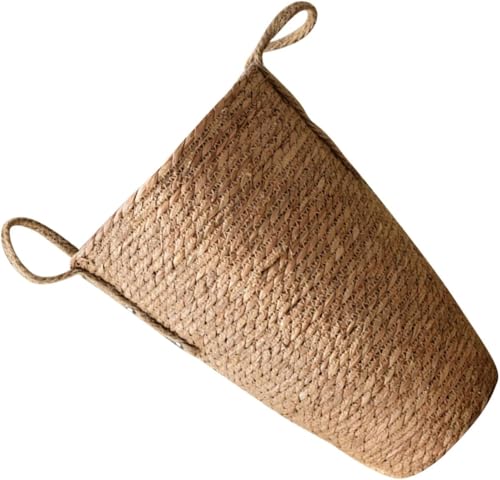Seegras-Pflanzenkorb mit Henkel, natürliche Weiden Geflochtener Blumenkorb Blumenkorb Rattan Blumentopf Dekoration Indoor Retro Picknickkorb Multifunktionaler geflochtener Korb(23x40CM) von DETPWVWB