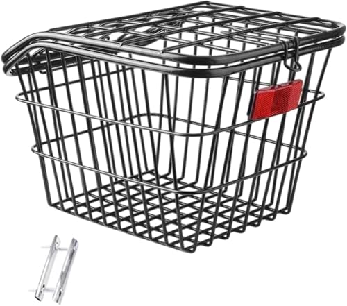 Tragbarer Fahrradkorb aus Eisendraht for die Rückseite des Fahrrads for Kinder und Erwachsene – Stabiler Frachtbehälter for Mountainbikes und Rennräder(Black) von DETPWVWB