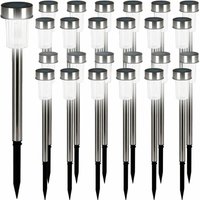 MONZANA® LED Solarlampen Außen 24er Set Wetterfest IP44 Edelstahl Dämmerungssensor Erdspieß Solar Garten Solarleuchte Gartenbeleuchtung von monzana