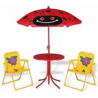 Spielwerk - deuba Kindersitzgruppe 2x Klappstuhl 1x Tisch mit Sonnenschirm Kindermöbel Garten Tisch Sitzgruppe für Kinder von SPIELWERK