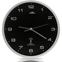 Monzana Wanduhr Funk Automatische Zeitumstellung Geräuscharm Quarzuhrwerk Analog 31 cm Indoor Funkuhr Uhr Schwarz Silber von Deuba