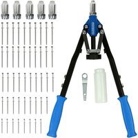 Nietenzange Set 5 Mundstücke 75 Nieten 3,2-6,4 mm Auffangbehälter Blindnietzange Popnietenzange Nietmutternzange Hohlnieten Zange kfz Werkzeug - Deuba von Deuba