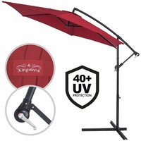 Sonnenschirm mit Ständer 300 cm Groß uv Schutz 50+ Kurbel Neigbar Alu Wasserabweisend Windfest Ampelschirm Garten Terrasse Balkon rot - Kingsleeve von KINGSLEEVE