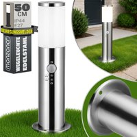 Deuba - monzana® Außenleuchte Edelstahl 50cm Hoch IP44 Wetterfest E27 Fassung Garten Wegeleuchte Gartenleuchte für Außen silber mit Bewegungssensor von Deuba