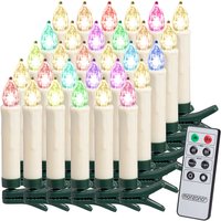 Led Weihnachtsbaumkerzen Kabellos Warmweiß Bunt 20er 30er 40er Set Batterie Timer Dimmbar Fernbedienung Christbaumkerzen Tannenbaumkerzen 30er / von monzana