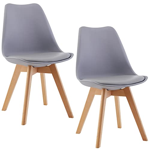 DEULINE Esszimmerstühle Esszimmerstuhl 28mm stärke Massivholzbeine SGS geprüft Polsterstuhl Stühle Oslo 2er-Set GRAU 521245 von DEULINE