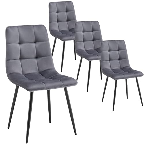 DEULINE Esszimmerstühle Essstühle Samtbezug Polsterstuhl Stühle Esszimmer Stuhl Milano 4er-Set GRAU 521252 von DEULINE