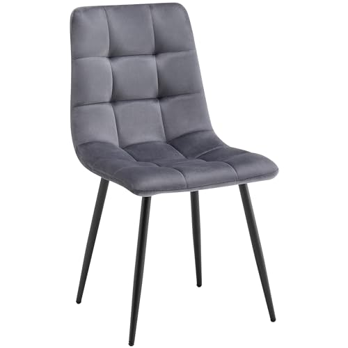 Deuline Esszimmerstühle Essstühle Samtbezug Polsterstuhl Stühle Esszimmer Stuhl Milano GRAU 521250 von Deuline