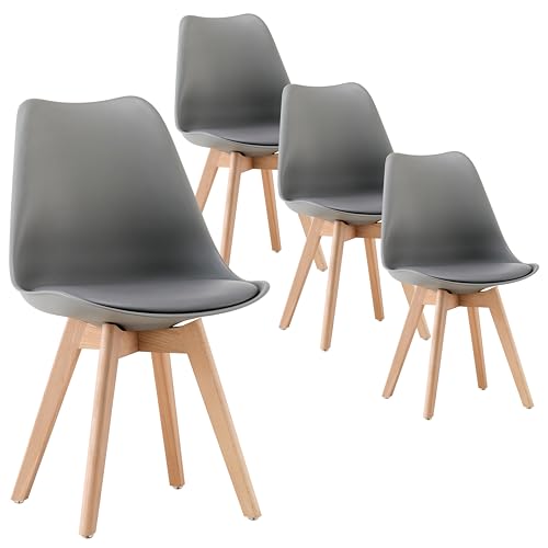 DEULINE Esszimmerstühle Esszimmerstuhl 28mm stärke Massivholzbeine SGS geprüft Polsterstuhl Stühle Oslo 4er-Set GRAU 521246 von Deuline