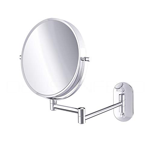DEUSENFELD KW72C - Doppel Wand Kosmetikspiegel, 7X Vergrößerung + Normalspiegel, Ø20cm, 360° vertikal und horizontal schwenkbar, Hochglanz verchromt von DEUSENFELD