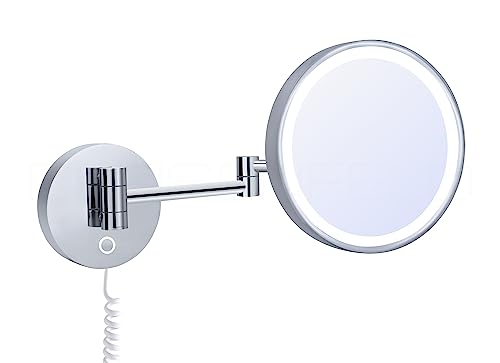 DEUSENFELD WL100CT - Premium LED Kosmetikspiegel, CTT - stufenlos Einstellbarer Farbton von 2700-6500K, LED Touch-Control, 10x Vergrößerung, Ø20cm, verdeckte Befestigung, verchromt DEUSENFELD WL100CT - Premium LED Kosmetikspiegel, CTT - stufenlos Einstellbarer Farbton von 2700-6500K, LED Touch-Control, 10x Vergrößerung, Ø20cm, verdeckte Befestigung, verchromt von DEUSENFELD