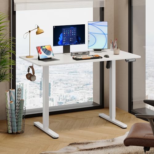 DEVAISE Höhenverstellbarer Schreibtisch 120x60 cm mit Leisemotor und Memory-Funktion für 3 Höhen, Sitz-Steh-Schreibtisch, Höhenverstellung 72–118 cm von DEVAISE