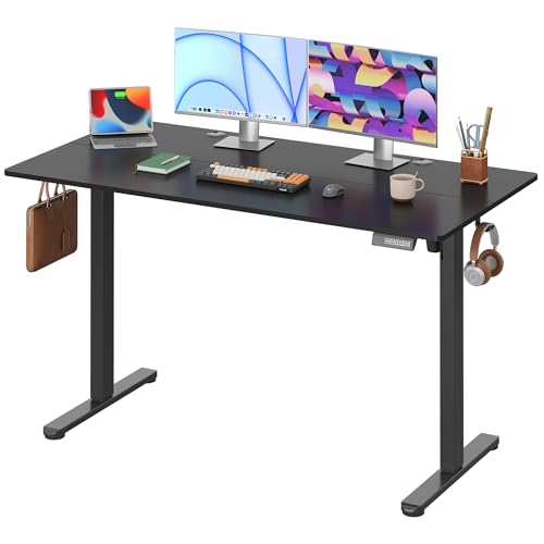 DEVAISE Höhenverstellbarer Schreibtisch 140x70 cm mit Leisemotor und Memory-Funktion für 3 Höhen, Sitz-Steh-Schreibtisch, Höhenverstellung 72–118 cm, Ergonomischer Computertisch für Büro,Schwarz von DEVAISE