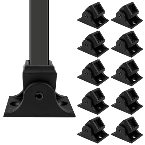 DEVALLEY Geländerschuhe aus Eisen, drehbar, 0 ° - 180 ° drehbar, Aluminiumlegierung, Treppenhäuser, Schuhe für runde Innenbaluster, Schmiedeeiserne Spindelschuhe mit Schrauben, Satinschwarz, 10 Stück von DEVALLEY
