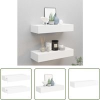 Devenirriche - The Living Store Wandregale mit Schubladen 2 Stk. Weiß 60x23,5x10 cm mdf - Wand Regal - Regal Mit Schublade - Weißes Regal - Möbel Für von DEVENIRRICHE