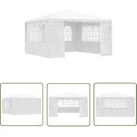 The Living Store Profi-Partyzelt mit Seitenwänden 4×4 m Weiß 90 g/m² - Gartenzelt - Partyzelt - Outdoor Zelt - Pavillon - Grillplatzüberdachung von DEVENIRRICHE