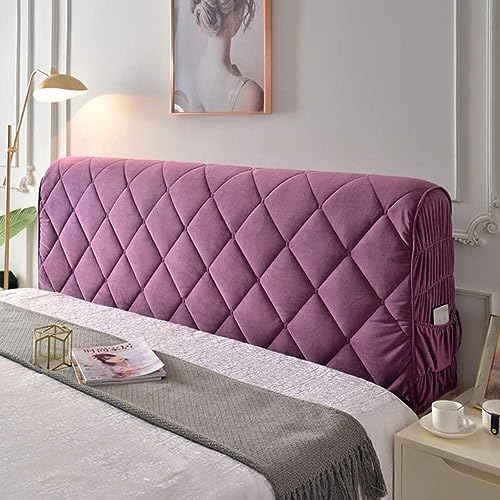 DEVINK Multifunktional Bett Kopfteil Dreieck Gepolstert, Dekorativ für, Ergonomie Rückenlehne Wandkissen, Tragbar Kopfstütze Wandschutz, mit Abnehmbarem Bezug Grau Kordsamt(135cm,Purple) von DEVINK