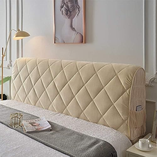 DEVINK Multifunktional Bett Kopfteil Dreieck Gepolstert, Dekorativ für, Ergonomie Rückenlehne Wandkissen, Tragbar Kopfstütze Wandschutz, mit Abnehmbarem Bezug Grau Kordsamt(150cm,Cream Color) von DEVINK