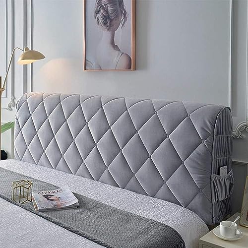 DEVINK Multifunktional Bett Kopfteil Dreieck Gepolstert, Dekorativ für, Ergonomie Rückenlehne Wandkissen, Tragbar Kopfstütze Wandschutz, mit Abnehmbarem Bezug Grau Kordsamt(150cm,Grey) von DEVINK