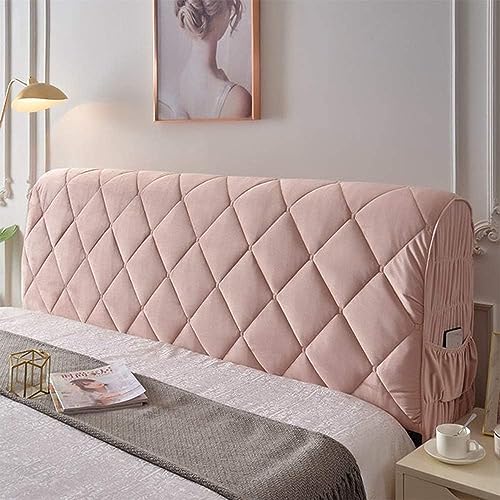 DEVINK Multifunktional Bett Kopfteil Dreieck Gepolstert, Dekorativ für, Ergonomie Rückenlehne Wandkissen, Tragbar Kopfstütze Wandschutz, mit Abnehmbarem Bezug Grau Kordsamt(200cm,Pink 1) von DEVINK