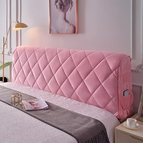 DEVINK Multifunktional Bett Kopfteil Dreieck Gepolstert, Dekorativ für, Ergonomie Rückenlehne Wandkissen, Tragbar Kopfstütze Wandschutz, mit Abnehmbarem Bezug Grau Kordsamt(200cm,Pink 2) von DEVINK