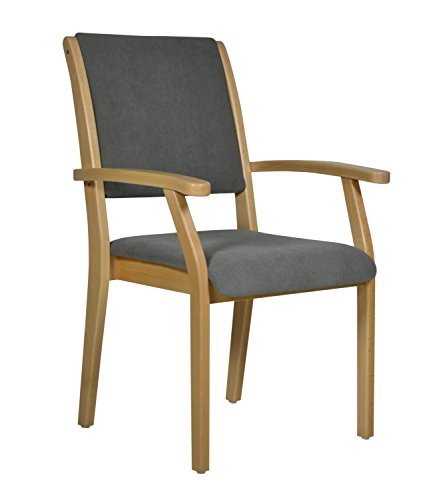 DEVITA - Seniorenstuhl Pflegestuhl Kerry - Verschiedene Sitzhöhen wählbar von 43 cm bis 55 cm (49 cm Sitzhöhe, Holz: Buche hell - Bezug: 147 Microfaser Taube) von Devita