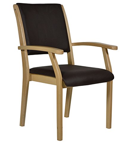 DEVITA - Seniorenstuhl Pflegestuhl Kerry - Verschiedene Sitzhöhen wählbar von 43 cm bis 55 cm (49 cm Sitzhöhe, Holz: Buche hell - Bezug: 608 Kunstleder Chocolat) von Devita