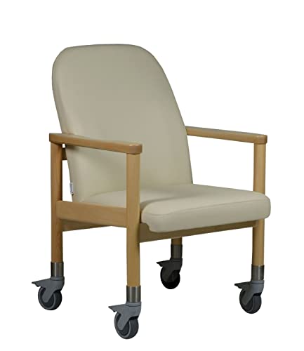 Devita - Pflegestuhl Trippelstuhl Seniorenstuhl LÜBECK Kunstleder Bisquit - Sitzhöhe: 50cm mit großen Rollen bis 120 kg und Schiebegriff von Devita