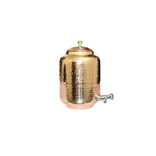 DEVKI Kupfer-Wasserkrug, Kupferkrug, Wasser-Moscow-Mules, Cocktail-indischer Kupferbehälter, Reiner Kupfer-Wasserbehälter, Kupferbecher, Trinkgläser, Flask, Utensil, Servierkrug, 8 l, Geschenk von DEVKI