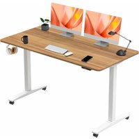 140x70cm Höhenverstellbarer Schreibtisch elektrisch,Stehschreibtisch Höhenverstellbar,mit Nackengesundheitsmodus,Weiß-Light Nussbaum von DEVOKO