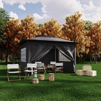 3x3M Pavillon Solarleuchten wasserdicht UV Gartenpavillon Festival Sonnenschutz Grau von DEVOKO