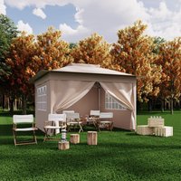 3x3M Pavillon Solarleuchten wasserdicht uv Gartenpavillon Festival Sonnenschutz Beige von DEVOKO