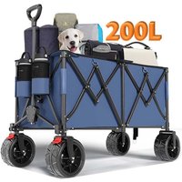 Chariot à bras pliable avec freins 200 kg Chariot à bras tout-terrain Pneus larges Bleu - bleu - Devoko von DEVOKO
